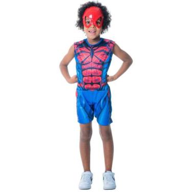 Imagem de Kit Fantasia Infantil Homem Aranha com Mascara - G - TOY MASTER