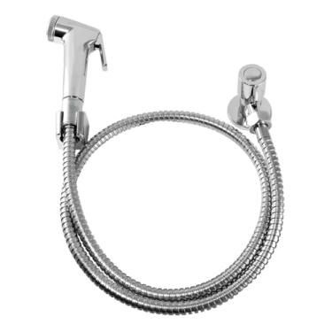 Imagem de Ducha Higiênica Completa com Registro 1/4 de Volta, Gatilho Plástico Cor Inox e Mangueira Flexível Inox 1,20m – Instalação Fácil