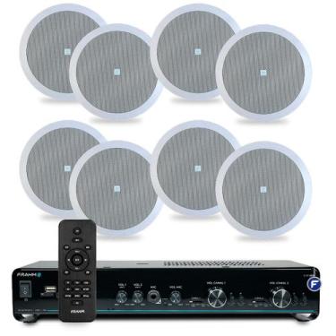 Imagem de Kit Som Ambiente Jbl Bluetooth Usb Sd Conexão Celular + 8 Arandelas de