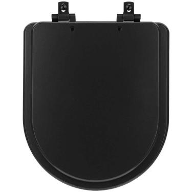 Imagem de Assento Sanitário Mdf Soft Close Smart Onix (preto Fosco) Para Vaso Celite Com Ferragem Preta