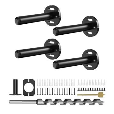 Imagem de Crafterspirit 4 Peças De Suportes Prateleira Parede, Suporte Flutuante Resistente, Oculto, Invisível, Preto, Prateleira, Decorativo, Flutuante, Hardware Prateleir