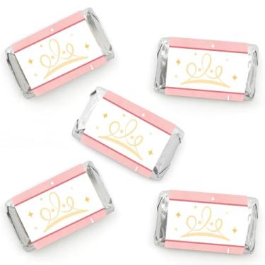 Imagem de Big Dot of Happiness Adesivos para festa de princesa, mini barra de doces, coroa de princesa, lembrancinhas de festa de aniversário - 40 etiquetas adesivas