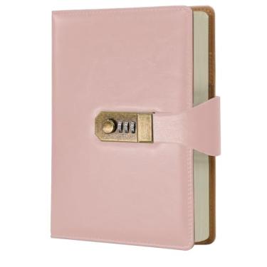 Imagem de LUMAI Caderno Diário com Cadeado e Senha A5 288 Páginas Capa Couro Sintético Pautado Agenda Privado Feminino Masculino Anotações Escola Trabalho Viagem Segredo Pensamentos (Rosa)