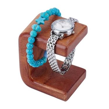 Imagem de HOBBIESAY 1 peça de suporte de exibição de relógio de madeira, sela, pulseira marrom, suporte de armazenamento, organizador de joias para homens e mulheres, pulseira de joias, organizador e expositor