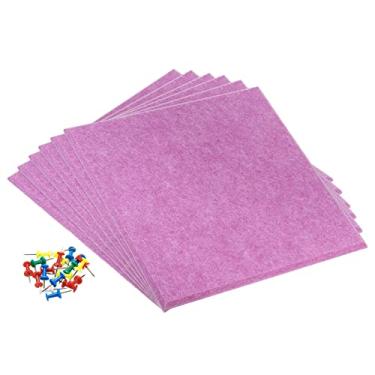 Imagem de PATIKIL Placa de feltro, pacote com 6 unidades, quadro de avisos autoadesivo quadrado de cortiça com pinos de pressão para fotos, memorandos, decoração de escritório em casa, vermelho rosa