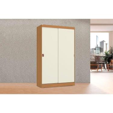 Imagem de Guarda Roupa Solteiro 2 Portas de Correr e 2 Gavetas R588 Canela/Off White - Kappesberg