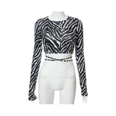 Imagem de Camiseta Preta Slim Fit com Renda, Manga Comprida e Gola Redonda - Sem