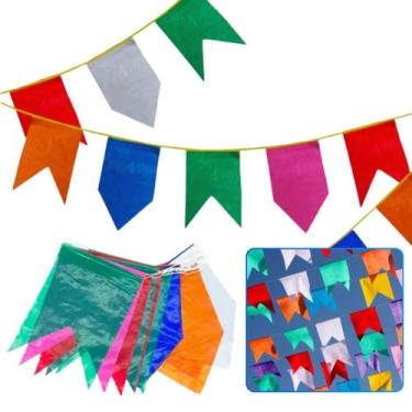 Imagem de kit Festa Junina Bandeirinha De Plástico 100mts - Real Seda