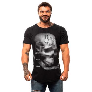 Imagem de Camiseta Longline Premium Masculina MXD Conceito Skull Fear Is A Prison-Masculino