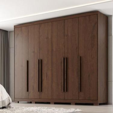 Imagem de Guarda Roupa Casal com Pés 6 Portas em MDF Platinium Zanzini, Jacarand