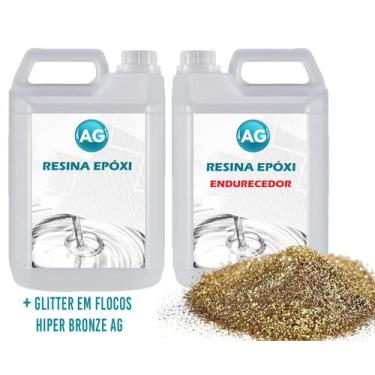 Imagem de Resina Epóxi 1Kg + Glitter Em Flocos Hiper Bronze Ag Baixa E - Resinas