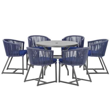 Imagem de Mesa com 6 Cadeiras de Jantar Roma 120cm e Noronha em Alumínio