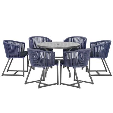 Imagem de Mesa com 6 Cadeiras de Jantar Roma 120cm e Noronha em Alumínio