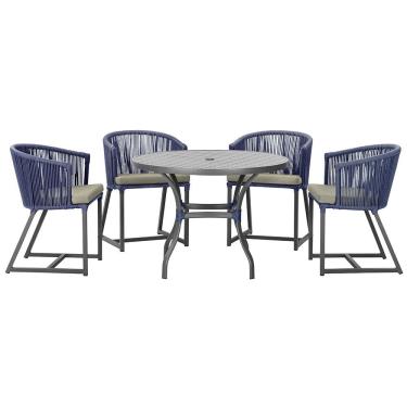 Imagem de Mesa com 4 Cadeiras de Jantar Roma 100cm e Noronha em Aluminío
