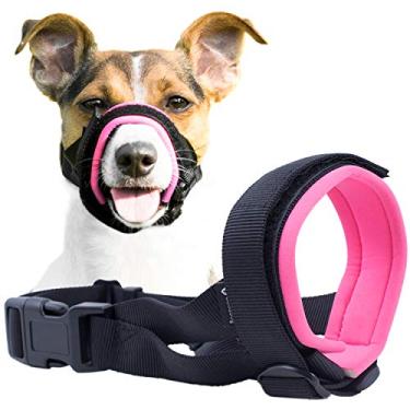 Imagem de Protetor de focinheira suave para cães – evita mordidas e mastigações indesejadas com segurança – acolchoamento de neoprene macio – chega de fricção – guia de treinamento ajuda a construir vínculos com animais de estimação (P, rosa)