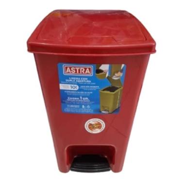 Imagem de Lixeira Pedal Astra Dupla Abertura 10l Bordo