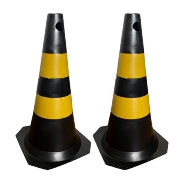 Imagem de Kit 2 Cone de Sinalização 50cm para Trânsito Estacionamento EPI Segurança Preto e Amarelo