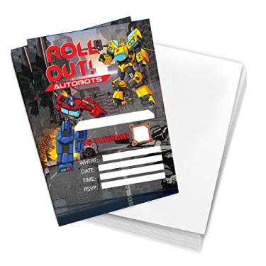 Imagem de Desert Cactus Cartões de convites de feliz aniversário Transformers 10 unidades com envelopes meninos meninas festa infantil (estilo C)