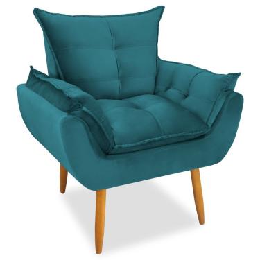 Imagem de Poltrona Decorativa Opala Veludo Azul Tiffany