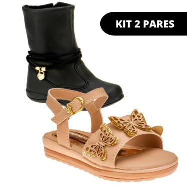 Imagem de Bota Infantil Menina e Sandalia Infantil - KIT 2 PARES Tam 23 ao 34 - 
