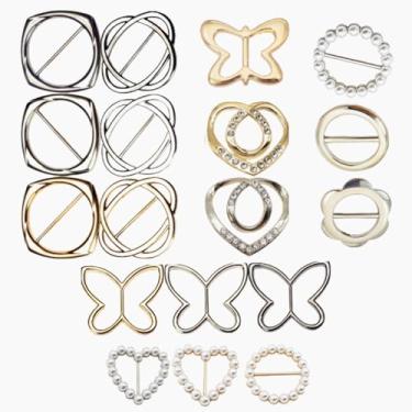 Imagem de 18 peças de clipe de anel de cachecol para mulheres, clipes de gravata de camiseta, suporte de canto de roupas, fivela redonda de metal moderno, acessórios para camisa (não inclui gravata incluída)