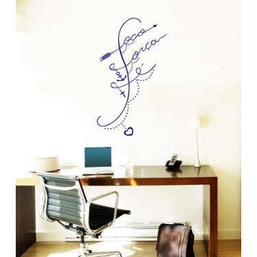 Imagem de Adesivo Decorativo de Parede Frase palavra Foco Força e Fé Motivaciona