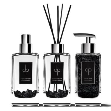 Imagem de Kit Lavabo Luxo - Black Tourmaline (Proteção e Bem estar) - Turmalina Negra – Difusor + Sabonete Líquido + Spray Perfumado | Fragrância Amadeirada Spicy | Proteção, Decoração e Presente Premium - Di Piettro