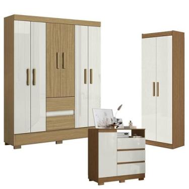 Imagem de Guarda Roupa Casal Coimbra 2005138 com Armário Multiuso New 2000191 e 