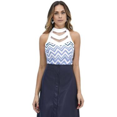 Imagem de Blusa Zaiko Chevron Cavada 2185 Feminina, Feminino, P, Azul