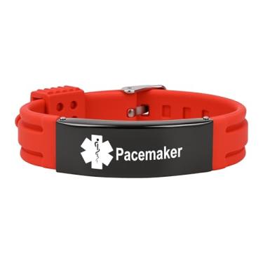 Imagem de Pulseira de alerta médico para mulheres e homens, pulseira de silicone ajustável para diabéticos D.N.R marcapasso epilepsia, Adjustable Size, Silicone, Sem Pedra Preciosa