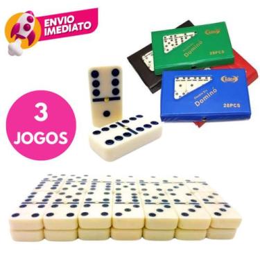 Imagem de Jogo Dominó De Osso 9mm Grande Profissional 28 Peças Com Estojo Maleta