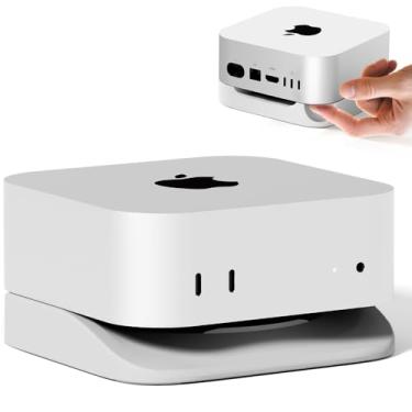 Imagem de ELETIUO Suporte de mesa para Mac mini M4/M4 Pro 2024, suporte de mesa de silicone com dissipação de calor, base antiderrapante, fácil acesso ao botão liga/desliga, economia de espaço para melhorar o