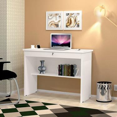 Imagem de Mesa Escrivaninha Notebook Home Office com Gaveta Orquídea - Branco