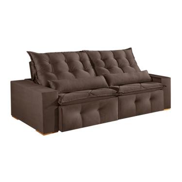 Imagem de Sofá 3 Lugares Retrátil e Reclinável França Veludo Marrom 210 cm