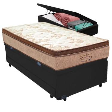 Imagem de Bicama Baú + Colchão Victory Molas V-tech Solteiro, Preto