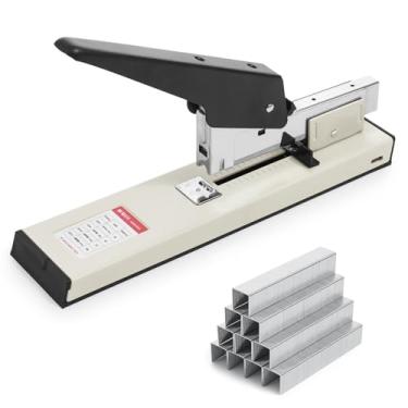Imagem de M&G Grampeador resistente com 1000 grampeadores, alta capacidade de 100 folhas, grampeador grande manual, grampeador de escritório de metal grande para encadernação de papel, preto e branco
