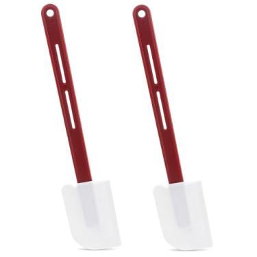 Imagem de Pacote de 2 espátulas de borracha comercial, espátula de borracha de silicone de 25 cm para assar, espátula antiaderente para uso doméstico e comercial, conjunto de raspadores antiaderentes para assar