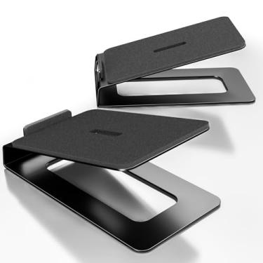 Imagem de PUTORSEN Suporte de alto-falante de mesa com almofadas antivibração, comporta até 10 kg, monitores de estúdio compactos de 7,6 a 10 cm, ângulo de inclinação de 16°, suportes para economia de espaço