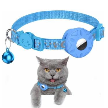 Imagem de Coleira de gato/cachorro para rastreador de AirTag, estojo com sino (azul celeste)