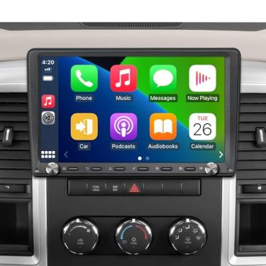 Imagem de Estéreo automotivo QLED de 10,1 polegadas para Dodge Ram 1500 2500 3500 (2009-2012) sem fio Apple CarPlay Android Auto 5G WiFi, Bluetooth, GPS, tela sensível ao toque, rádio, controle de botões duplos
