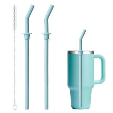 Imagem de Bluwing Palha de substituição Press in para Hydro Flask Copo de viagem 1,134 g, canudo de silicone de substituição para Hydro Flask 20/28/32/1,134 g copo (2 peças azul claro)