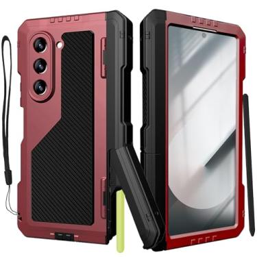 Imagem de YQODSZ Capa para Samsung Galaxy Z Fold 6 com suporte para caneta S e Stylus, Z Fold6 Capa de metal com protetor de tela de proteção de dobradiça, capa de telefone militar resistente e resistente com