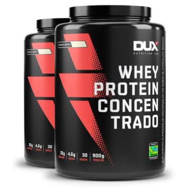Imagem de Kit 2 Whey Protein Concentrado Dux Chocolate Branco 900g