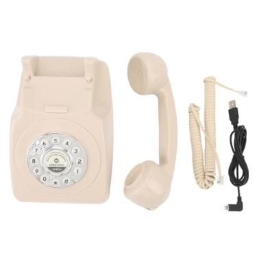 Imagem de Livro de convidados de áudio vintage Telefone Retro Design elegante Clear Sound Recording Dispositivo para eventos de festa de aniversário de casamento com cartão de memória de 8 (Bege)