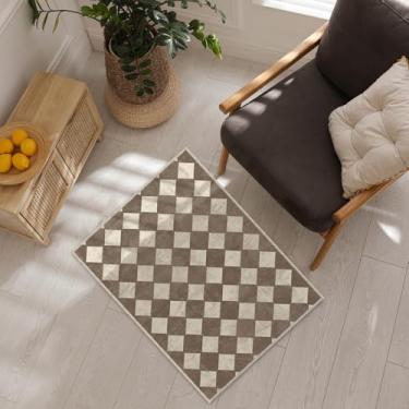 Imagem de Season wind Tapete pequeno moderno de 5 x 7 cm, lavável, marrom, capacho para entrada, banheiro, sala de estar, quarto, lavagem, antiderrapante,