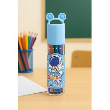 Imagem de Kit com 3 Estojos de 12 Canetas Coloridas – Ponta Fina | Material Escolar Infantil com Copo Divertido | Ideal para Crianças – Bob Goodies