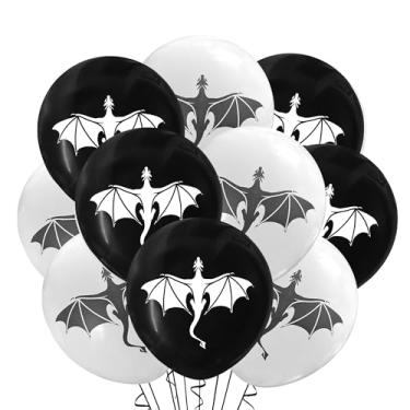 Imagem de Malayan Products Dragon Balloons 12 Count Latex, Magic Flying Medieval Creature Birthday Decoration, wyvern Theme Party, 12Inch Standard Size (Black & White Mix)