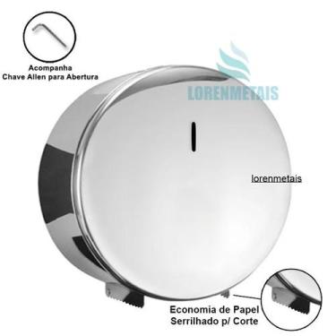 Imagem de Dispenser Inox De Papel Higiênico 400mts Trava Luxo Banheiro em Ambien