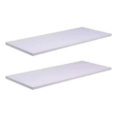 Imagem de Kit 2 Prateleiras Aparador Livros Mdf Branca 60x20 Flutuante - Flavien