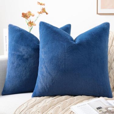 Imagem de Capas de almofada Pallene Faux Fur Plush 50,8 x 50,8 cm azul marinho